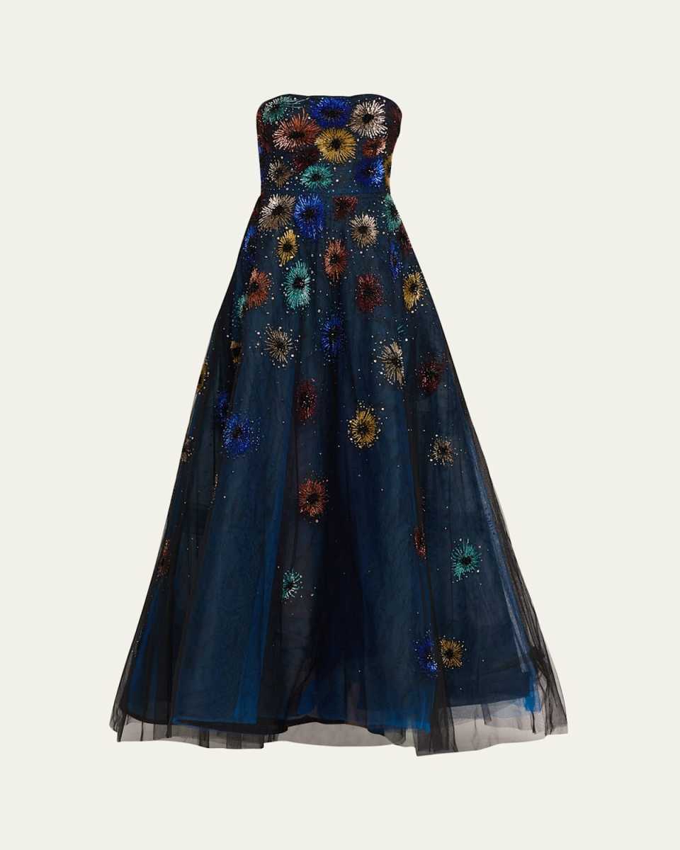 Quincy Strapless Embellished Tulle Gown